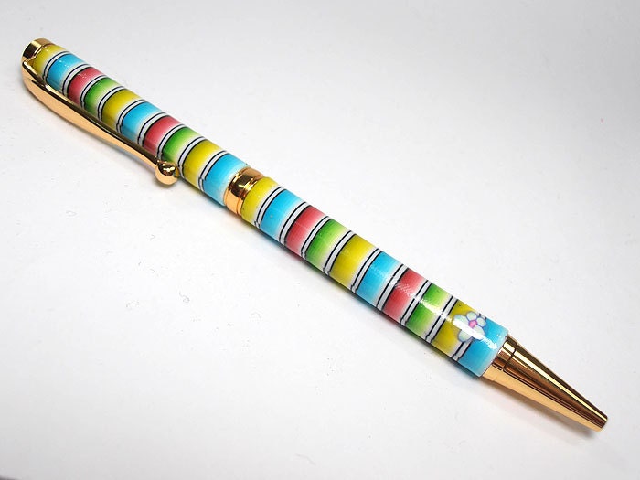 Free shipping - Twist Ballpoint Pen - Gold - Covered with polymer clay (no. 503)