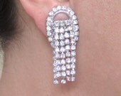 Stunning Vintage Waterfall Style Rhinestone Earrings- Clip Ons