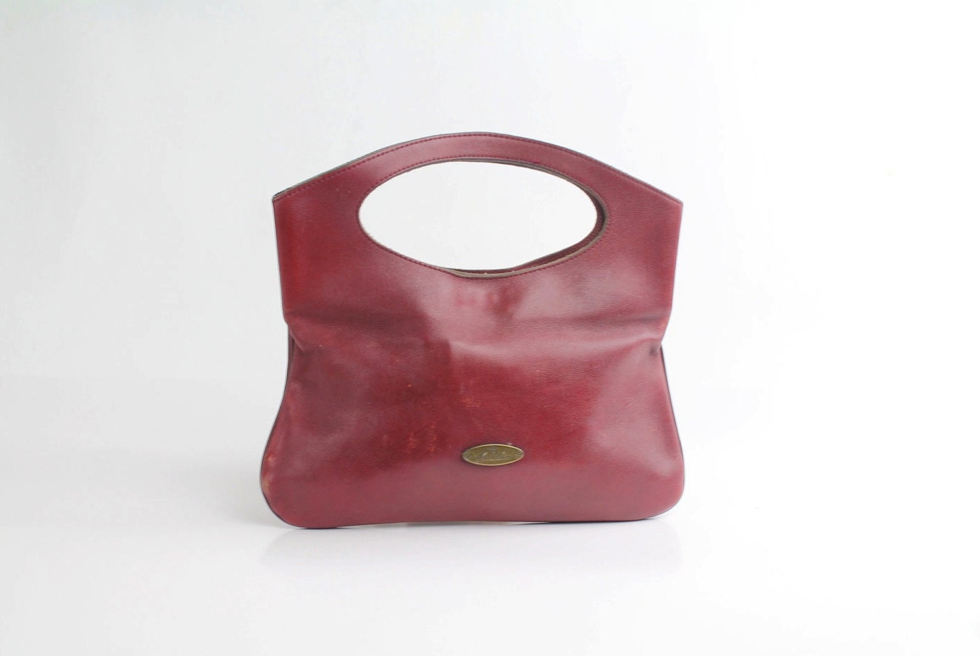 70s vintage ETIENNE AIGNER oxblood leather tote bag