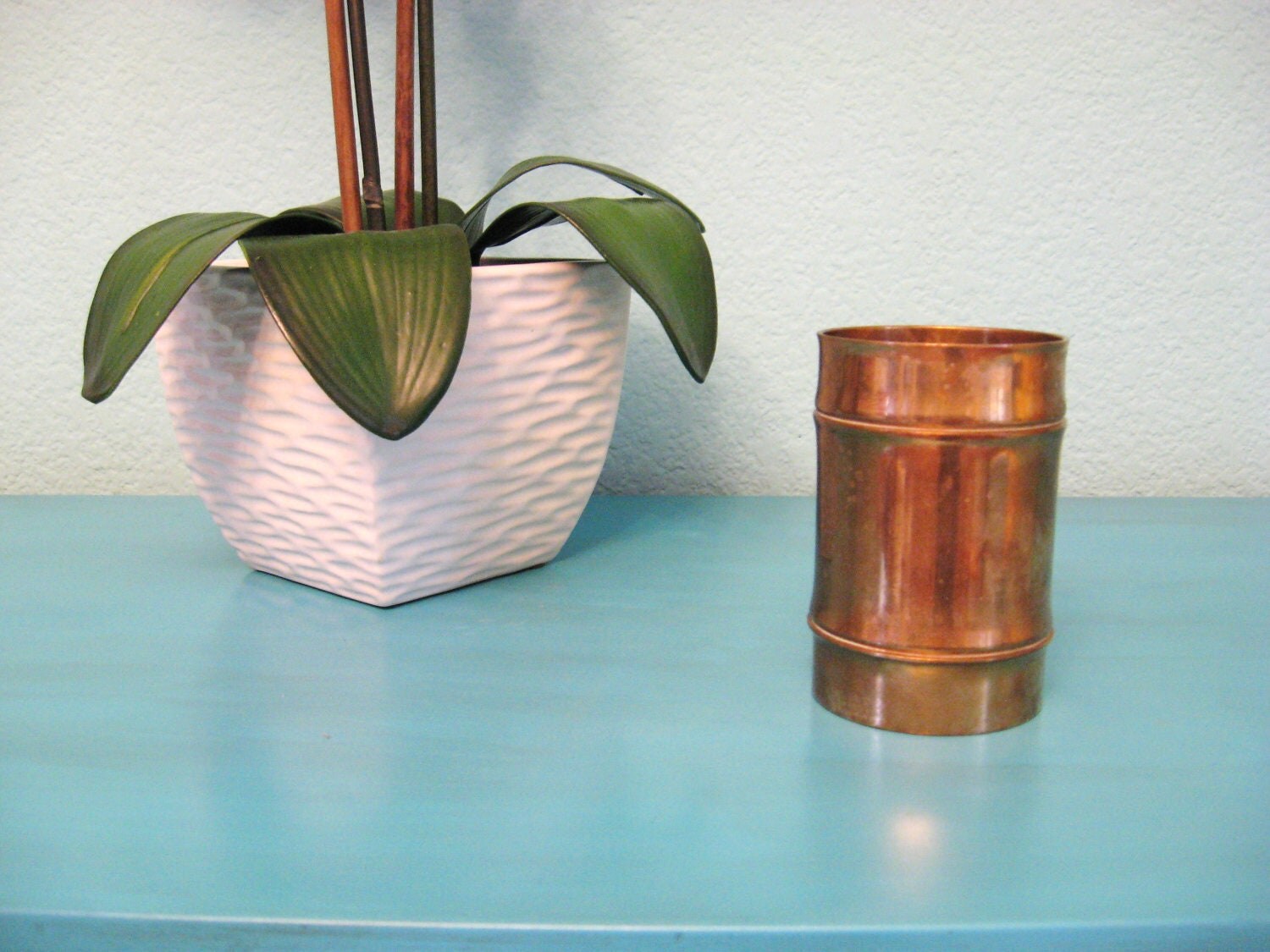 Vintage HOLLYWOOD REGENCY Brass Faux BAMBOO Pen Holder Cup