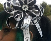 White Black Skeleton Day Of The Dead Hair Fascinator Halloween HALLOWEEN SALE 20% OFF