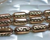 Copper and Sterling Silver Decorative cylinder Beads 1pc