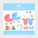 Baby clipart - stroller, baby carriage, booties, baby bottle, teddy bear, toys digital clipart for personal and commercial use