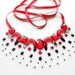 Seductive Burlesque Black and Red Floating Rhinestone Statement Bib Necklace