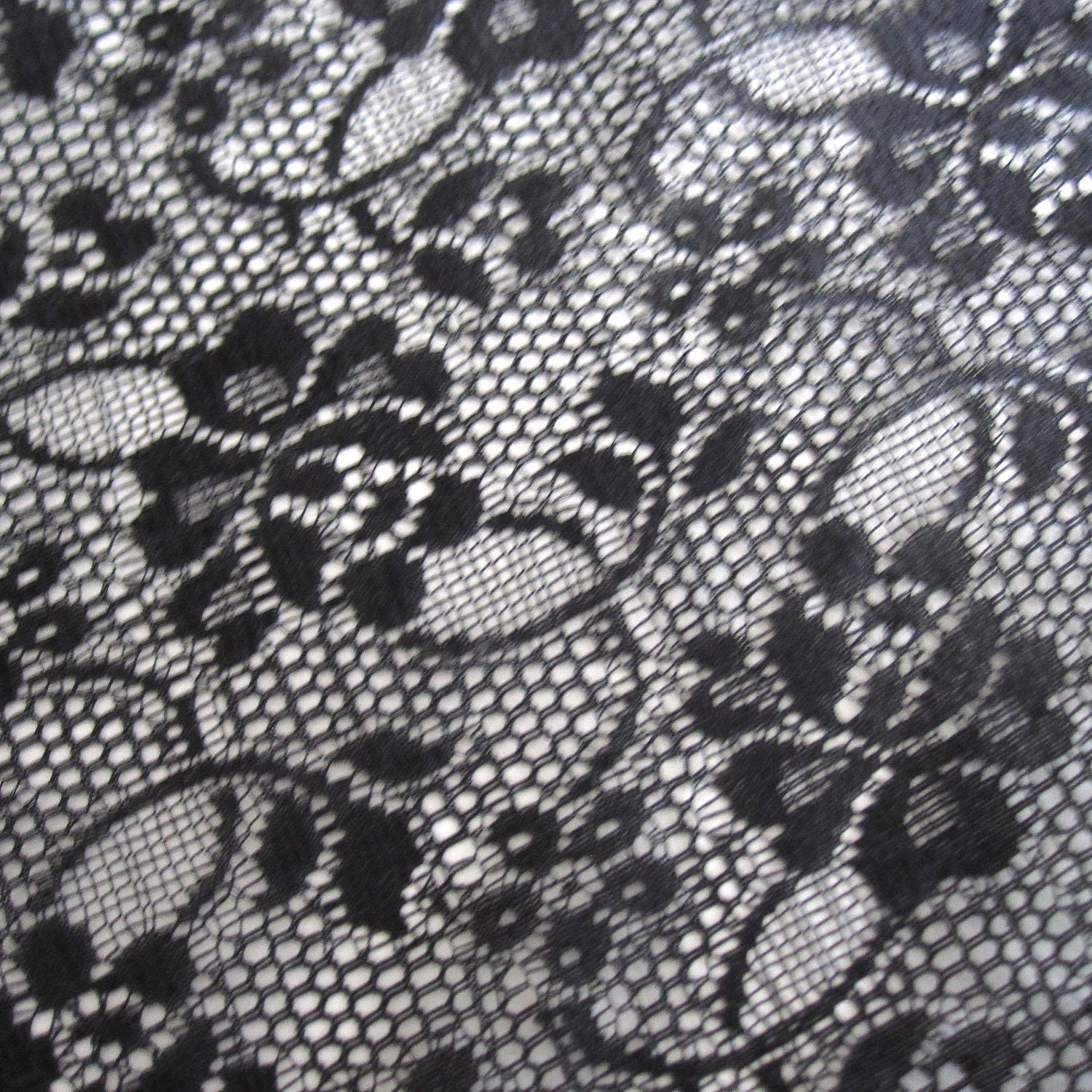 3 Yards Black Floral Lace Fabric