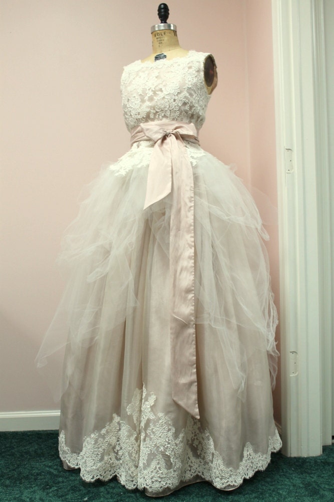 Blush Pink Wedding Dress with Separate Skirt and Top - SALE Ready To Ship Size US 8-10