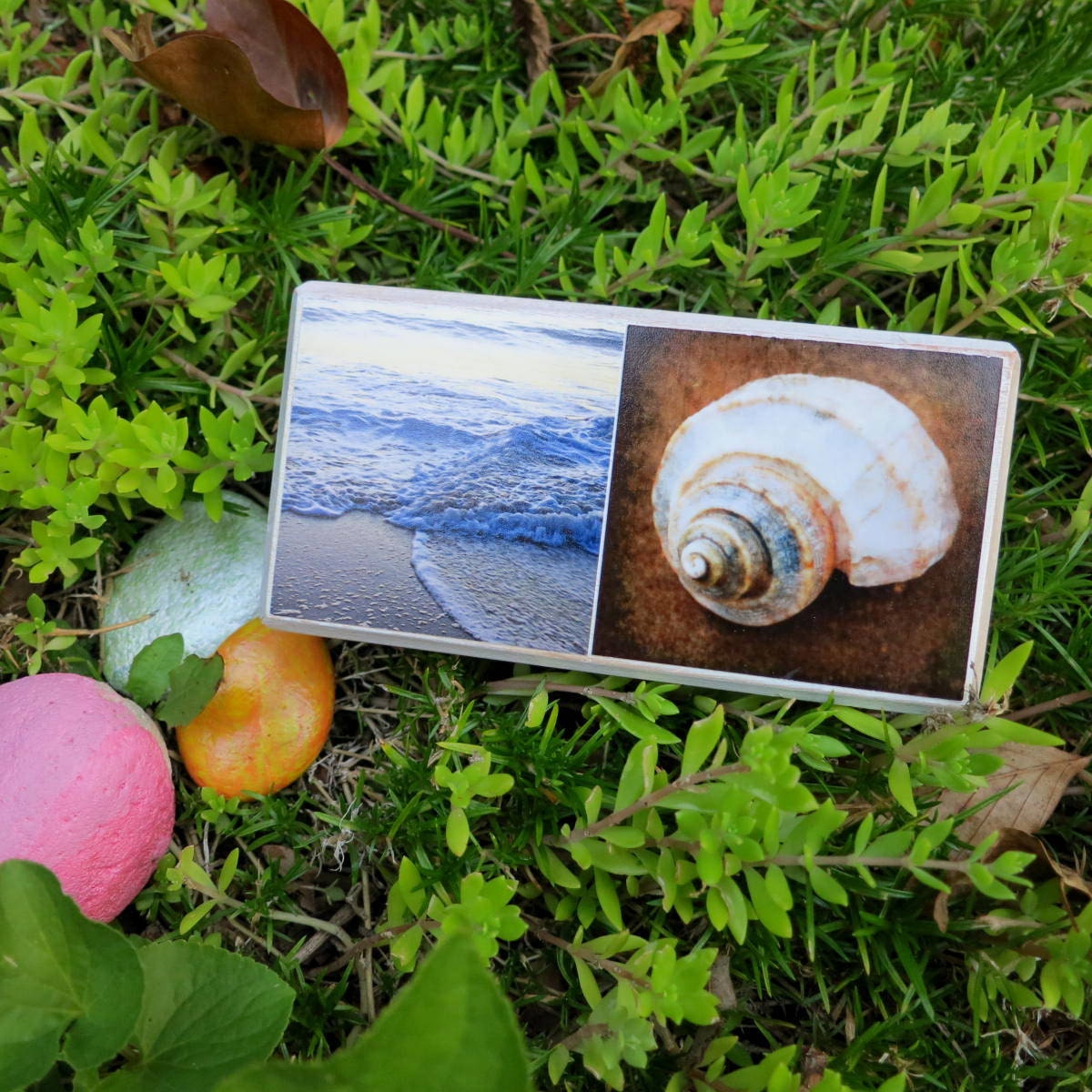 Photo Art Block Handmade Art Beach Love Ocean Love Seashore Seashell Ocean Waves Summer Beach Memories