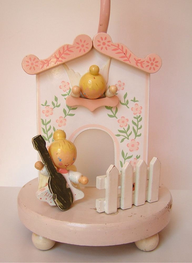 Sweet Vintage Irmi Wooden Nursery Angel Lamp and Nighlight