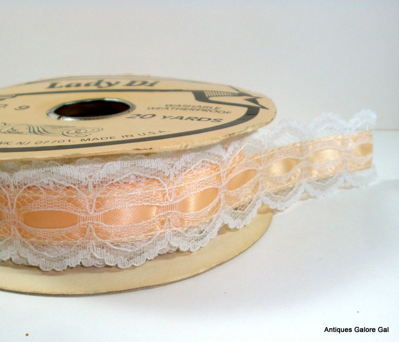 Vintage Lady Di Ribbon, Lace Trim,  Washable, Weather Proof  (8095)