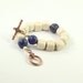 Blue Cream Fall Earth Tones Boho Bracelet Denim Sodalite Gemstone Rustic Woodland Fashion Beige Jewelry Copper Clasp