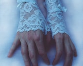 White Lace Fingerless Gloves Bridal Victorian Steampunk-Custom to Order