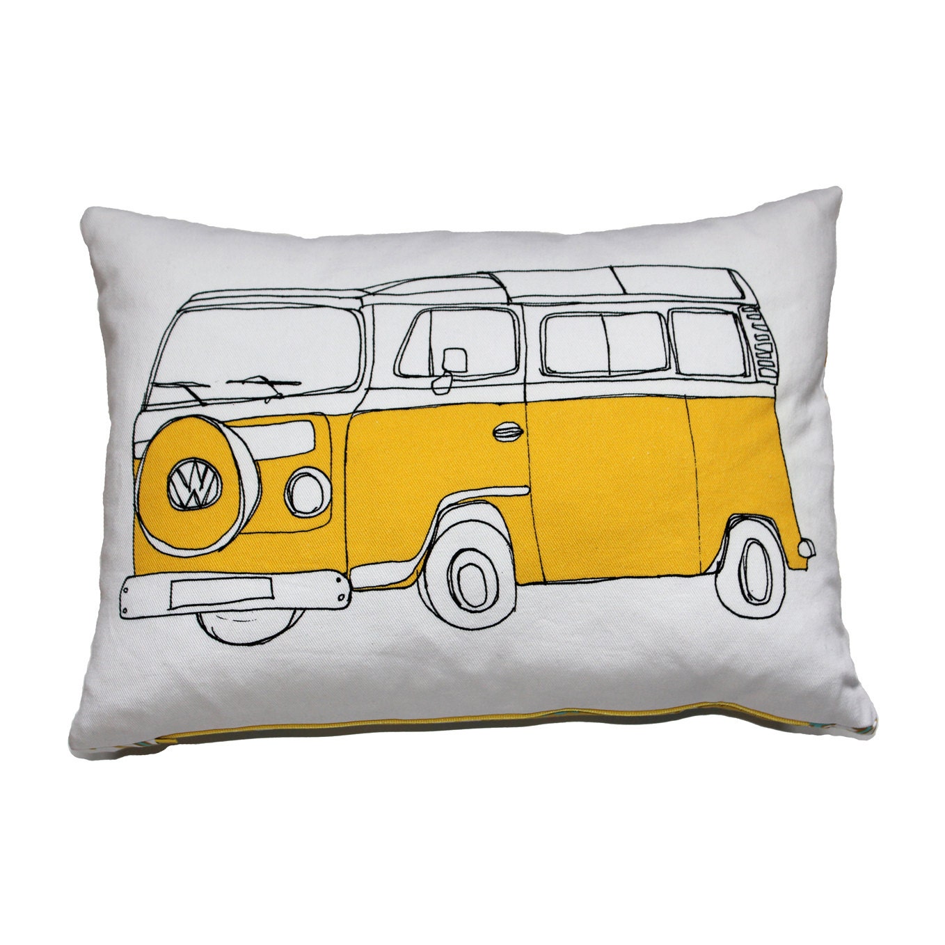 Retro Mustard Yellow Campervan Cushion / Pillow