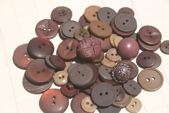 Dark Brown Buttons - Assorted Round - Sewing Embellishments - Espresso