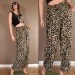 SALE Vintage 80s 90s LEOPARD Print Soft Rayon Slinky Drapey COMFY Baggy Pants Elastic Waist M L