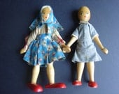Set of Two Vintage WoodPeg Dolls from Poland, 1950s