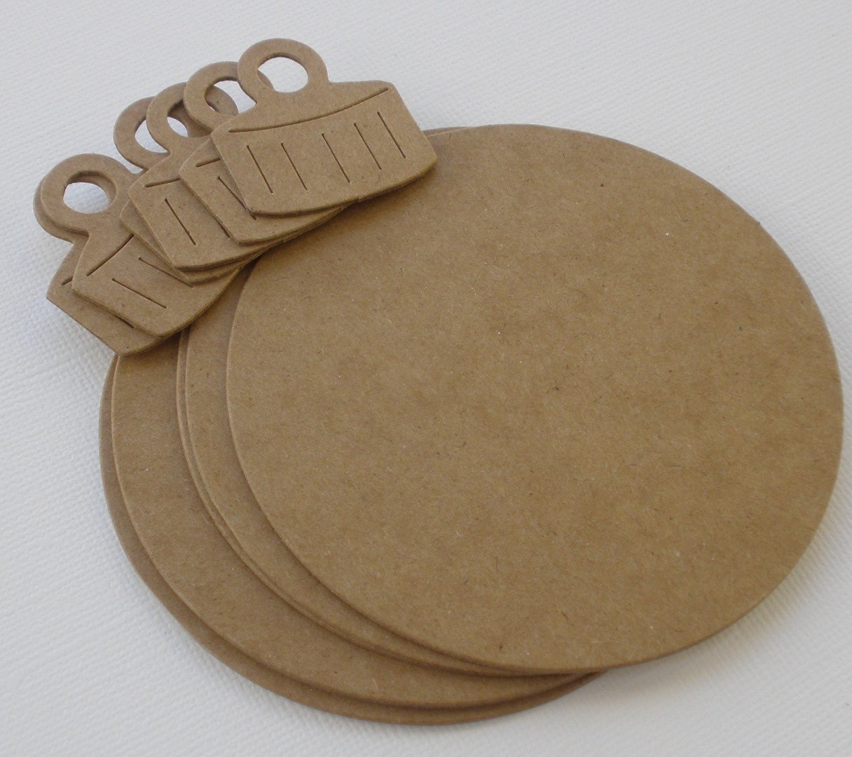 20 Large ORNAMENTS W/ Hang Tops  - Raw Christmas CHiPBOARD Bare Die Cuts