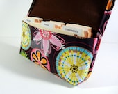 Coupon Organizer Receipt Holder Fabric Carnival Bloom Flower Brown Lining