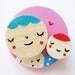 Maternity wooden brooch, hand painted brooch mother and child