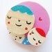 Maternity wooden brooch, hand painted brooch mother and child