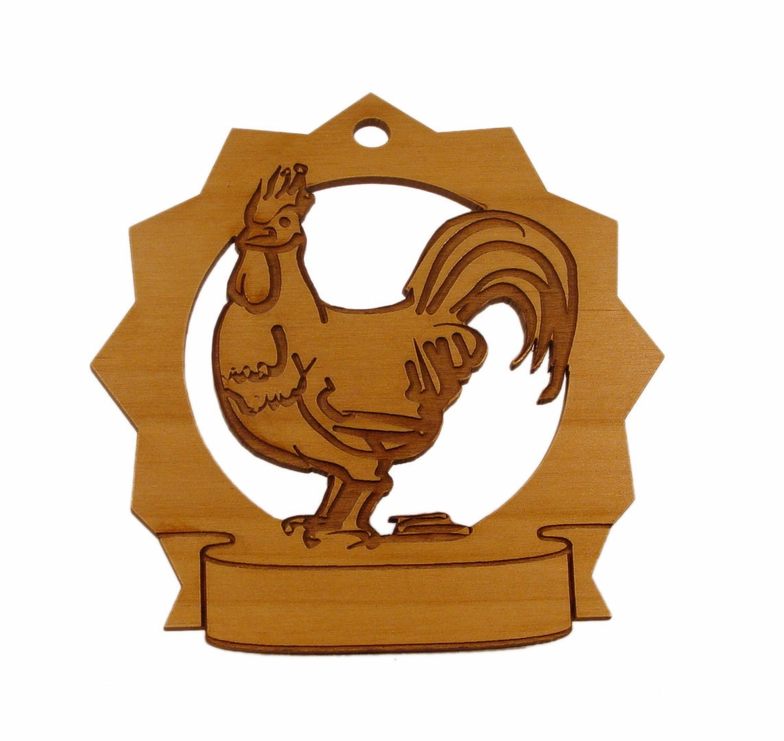 Rooster Personalized Ornament - gclasergraphics