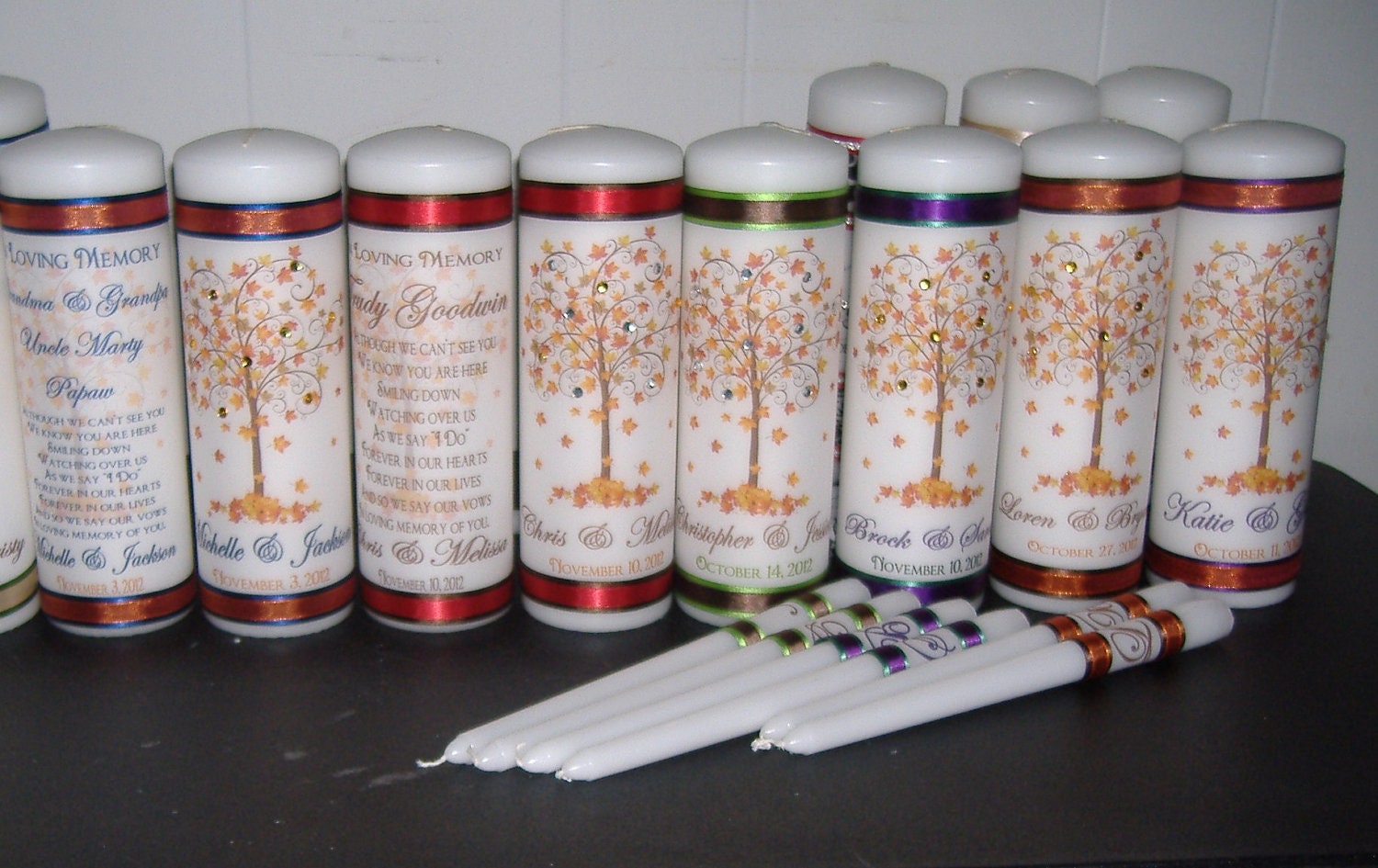 Fall Unity Candle Tree of Life with Crystals