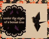 Black Origami Crane Brooch