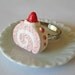 Jelly Roll Cake Ring - Mini Food Jewelry - Strawberry and Cream