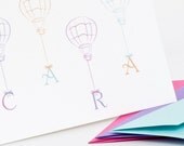 Hot Air Balloon Personalized Stationery Set (20) plus Matching Address Labels