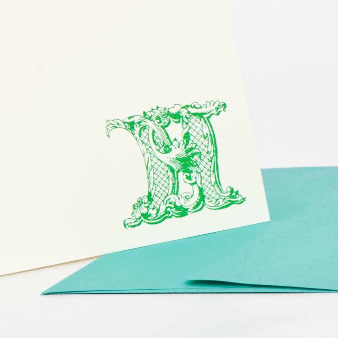 Vintage Letter Personalized Stationery Set (20) plus Matching Address Labels