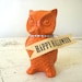 Vintage Orange OwL Ceramic Figurine, Perfect For Your HaLLoween DecoR DispLay
