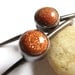 2.5mm Gemstone Talon Gauged Earrings - Goldstone And Copper 10G 10 Gauge Earrings For Stretched Piercings