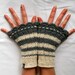 FREE SHIPPING - ELEGANT hand knitted lux arm warmers in Sea Spray and Creamy