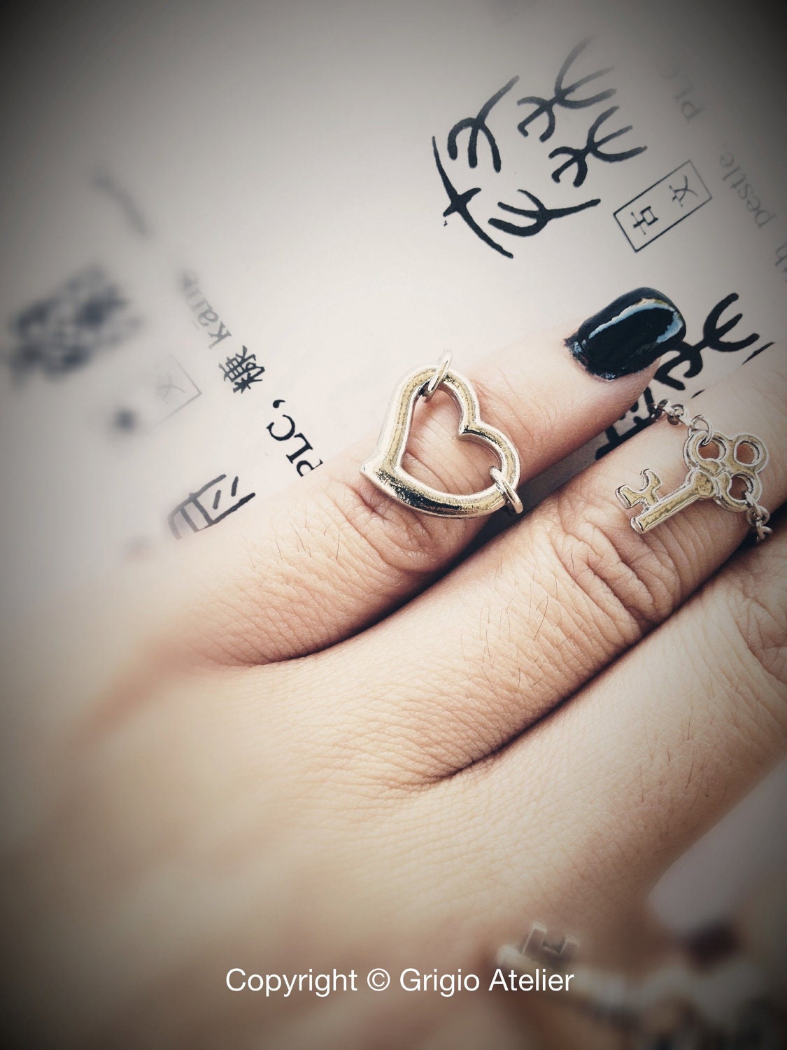 NEW - Open Heart Mid Finger Ring - Rhodium - Made To Order
