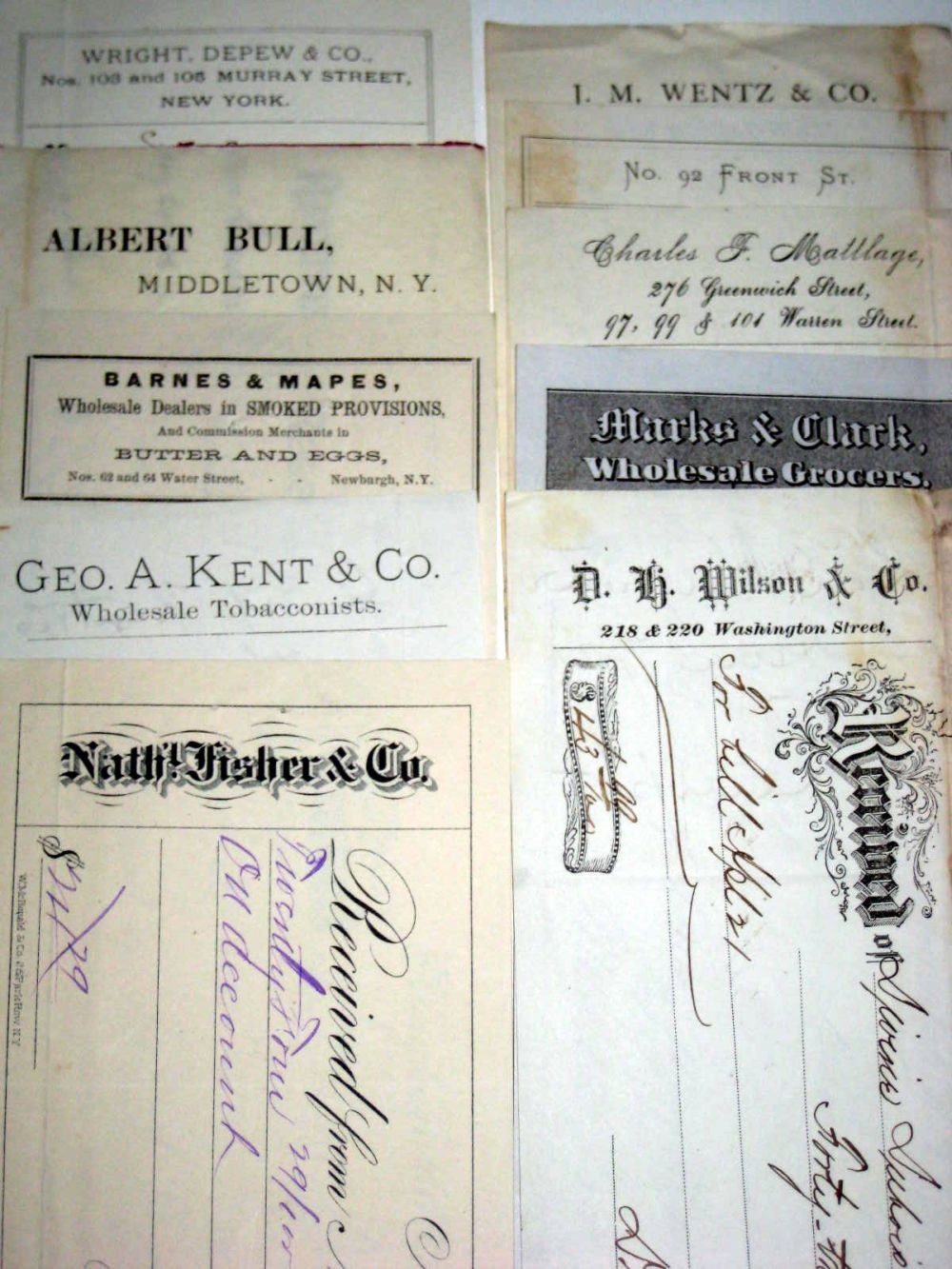 10 Antique Victorian Assorted Receipts for Collecting or Crafting