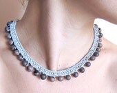 Gray Acai Necklace, Natural beaded jewelry, Gray Choker, ecofriendly necklace