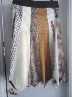 RePurposed NeckTie Skirt 30 to 36 inch waist 1 O A K Funky Fun Boho, Hippy FREE SHIPPING