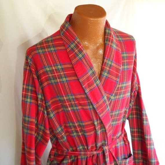 Vintage Robe Men's Robe Flannel Plaid Tartan by VintageEyeFashion