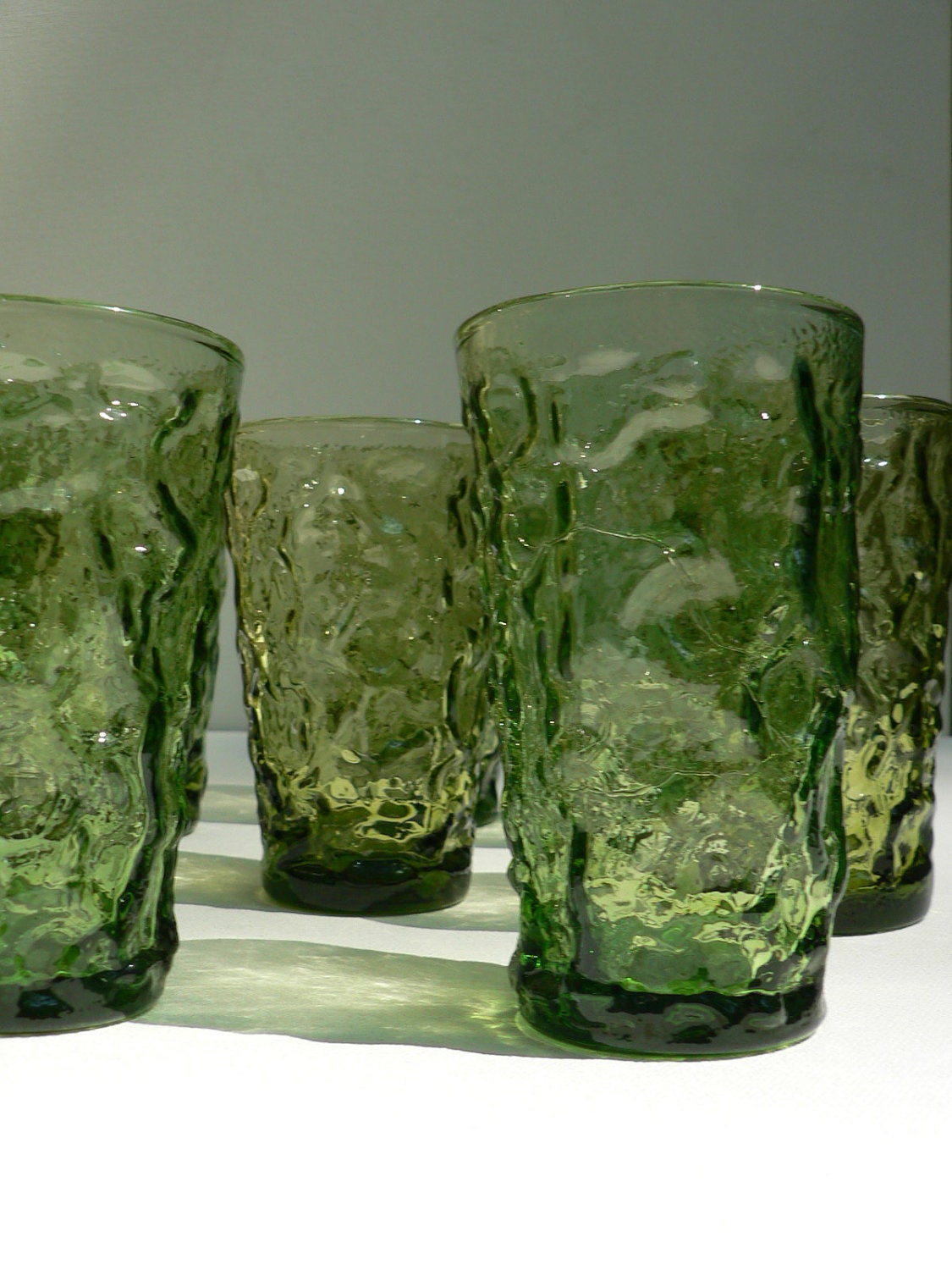 green drinking glasses vintage