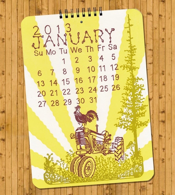 Letterpress Wall Calendar - Now on Sale 50 % OFF