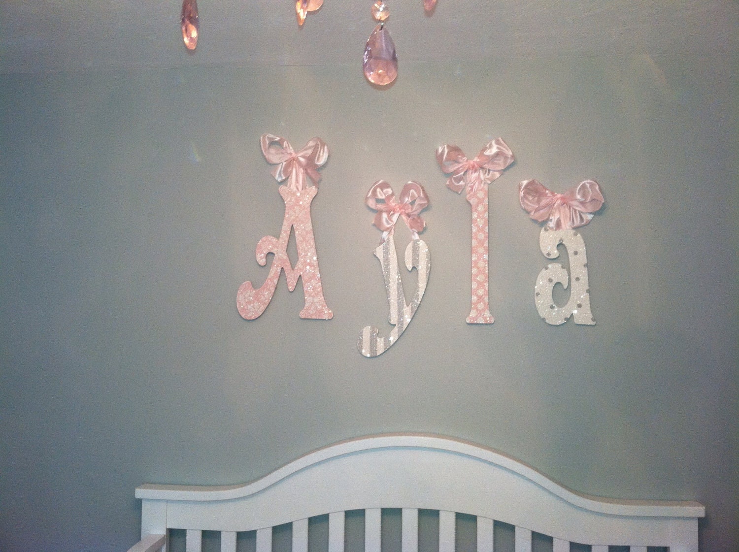 Decorative Wall Letters-glittery sparkly-pink and gray personalized