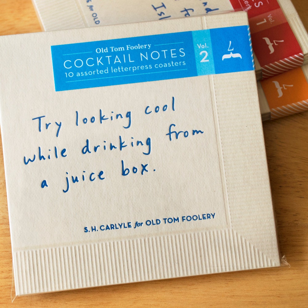 Cocktail Notes, Vol. 2 - Letterpress Coasters