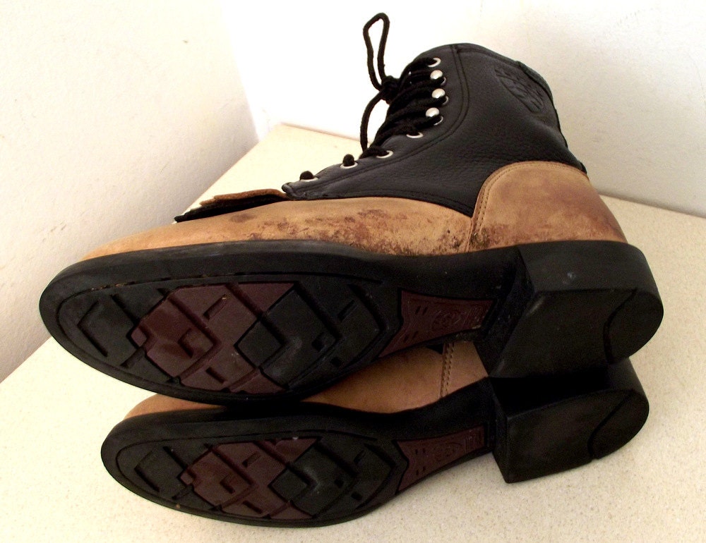 Broken In Lace up cowboy boots with fringe -- black and brown