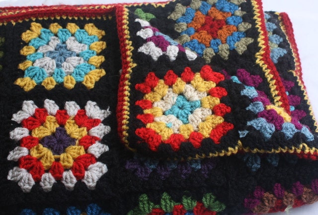 Blanket Crochet Blanket, Granny Square, blanket, hand crocheted, handmade, bright colors