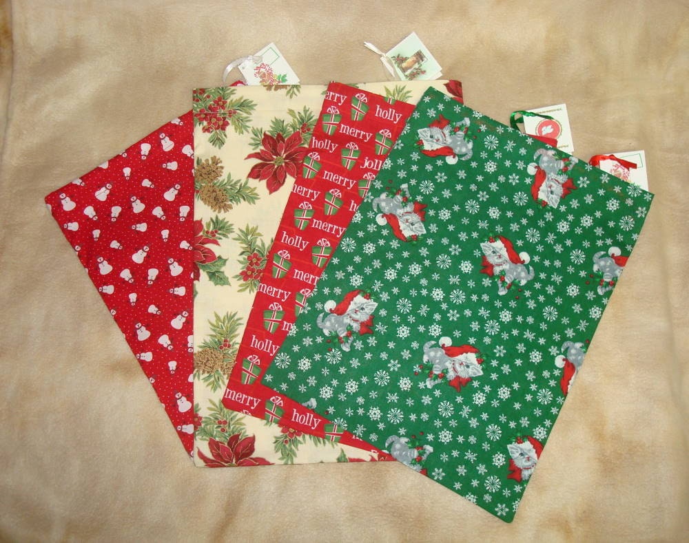christmas fabric gift bags set of 4 by greenbearcreations christmas fabric gift bags set of 4 by greenbearcreations