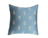 Paisley Decorative Throw Pillows, Teal Blue and Gold Accent Pillow, Small Cushions,16x16, Contemporary Couch Sofa Cushion Covers, Home Decor