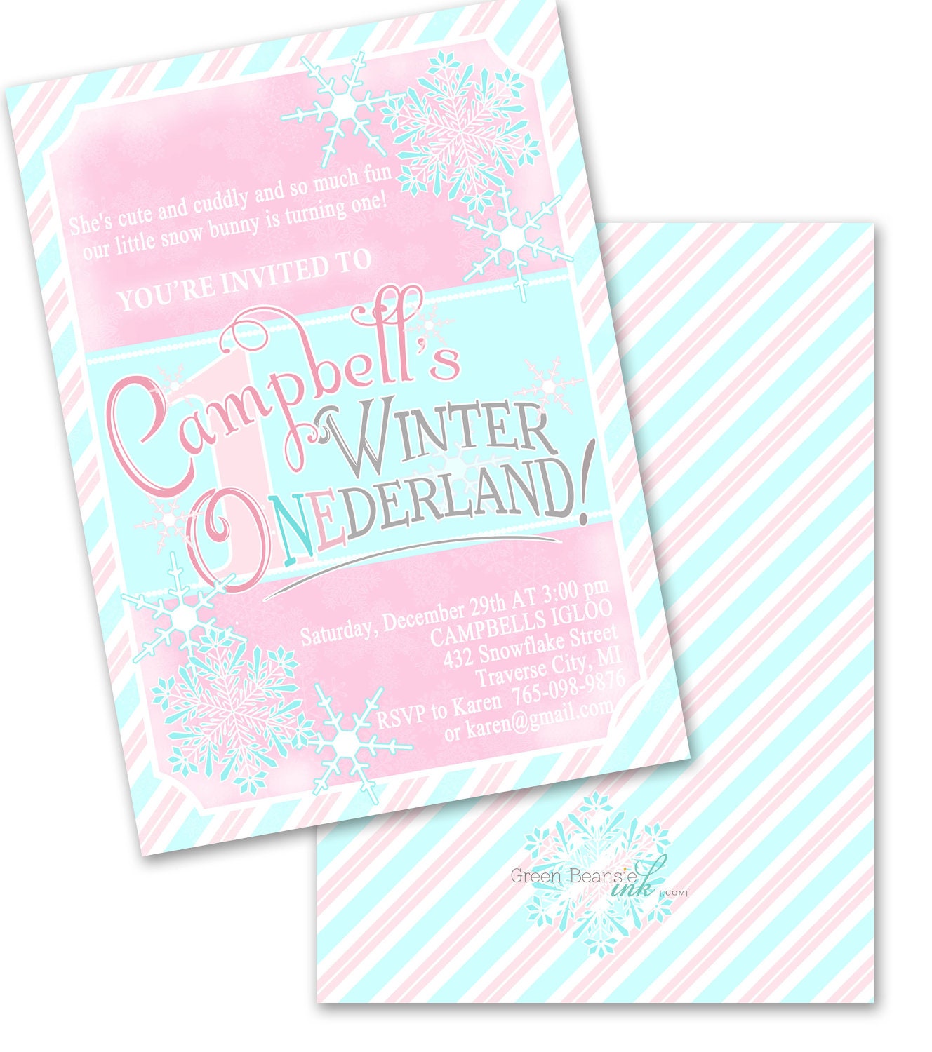 WINTER ONEDERLAND Printable Party Invitation Printing Available Il_570xn