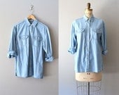 vintage denim shirt / classic denim shirt / Chambray Shirt
