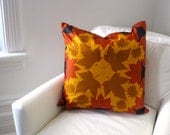 Autumn Leaf Vera Silk Pillow Sham - Luxe Throw Pillow Cover - Decorative Cushion Handmade with Vintage Vera Gold and Rust Leaves