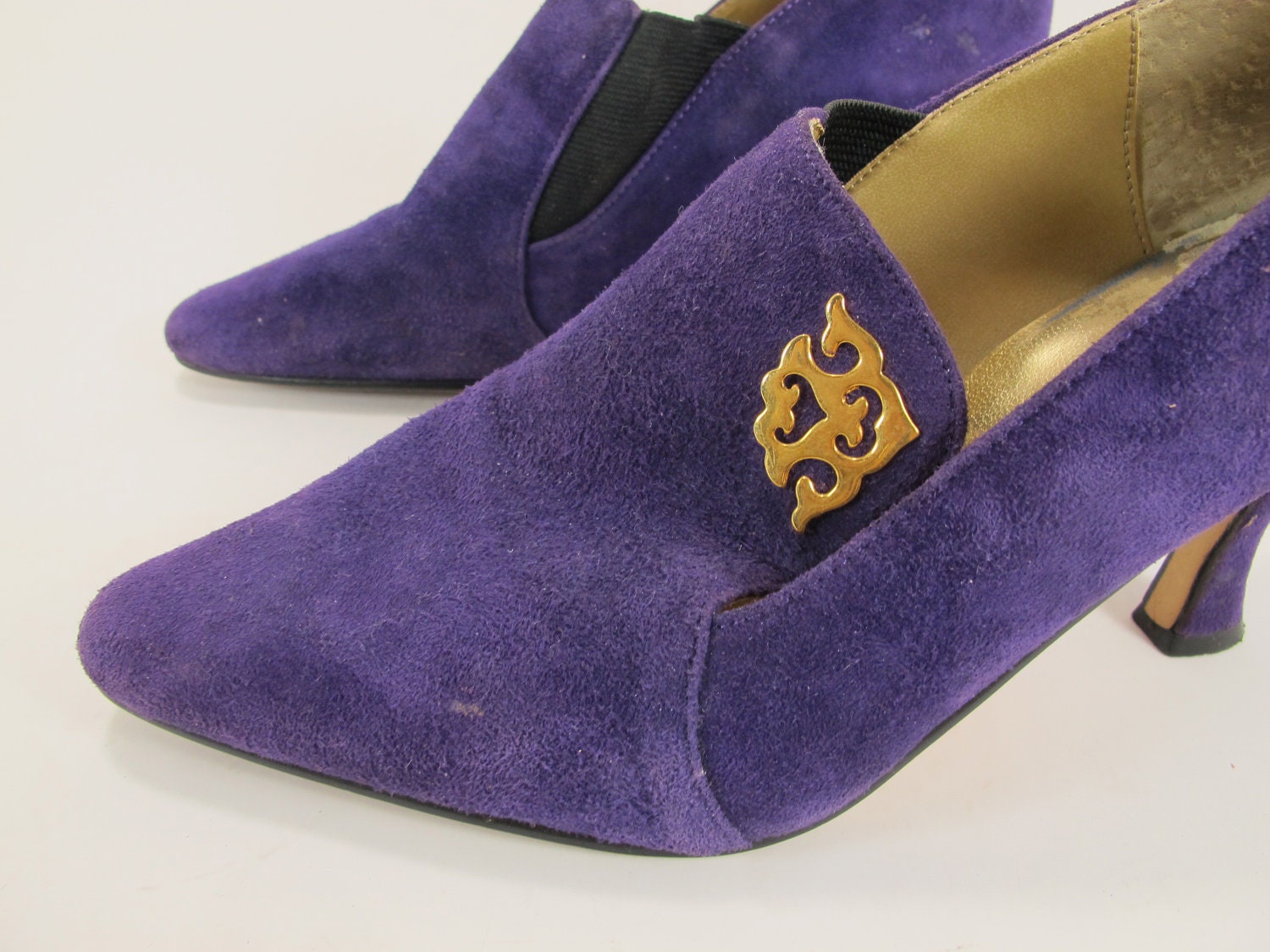 J. Renee Purple Suede New Romantic Slip On Witch Shoes 7.5