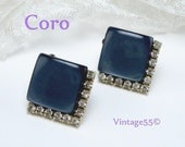 Vintage Earrings Coro Rhinestone clip on